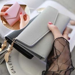 Wallets Women's Wallet Cute Student Tassel Pendant Short Wallet Trend Fashion Pu Leather Coin Purses Ladies Card Bag For Women G230327