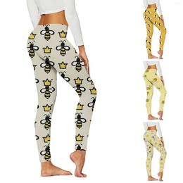 Women's Leggings Women Comfortable Bees Print Tights Control Yoga Sport For High Waisted