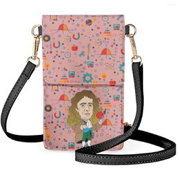 Evening Bags FORUDESIGNS Subject Symbol Design Mobile Phone Bag Unisex Cartoon Character Apple Shoulder PU Material Messenger Pack