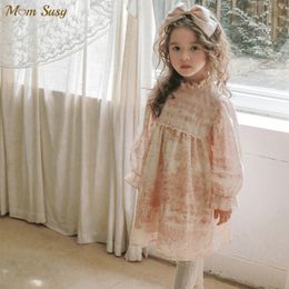 Girl's Dresses Fashion Baby Girl Princess Lace Infant Toddler Child Long Sleeve Vestido Spring Autumn Birthday Party 18M12Y 230327