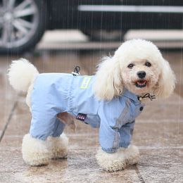 Dog Apparel Dog Raincoat 4-Legs Reflective Waterproof Dog Clothes for Small Dogs Corgi Costume Breathable Puppy Jumpsuit Pet Raining Coat 230327