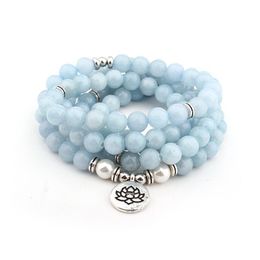 Beaded 108 Amazon Mala Bead 8Mm Stone Beads Lotus Pendant Necklace Charm Natural Yoga Bracelet Drop Delivery 202 Dhwpr