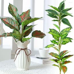 Decorative Flowers 40CM 14 Green Leaves Artificial Plant Evergreen Faux Greenery Wall Home Decoration Party Supplies Wedding Ornament