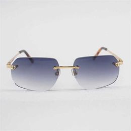 Luxury Designer Fashion Sunglasses 20% Off Vintage Style Men Rimless Metal Frame Gafas Women for Outdoor Accessories Oculos Oval Shades