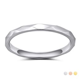 Band Rings Kolmnsta 2mm Stainless Steel Ring Ladies Girl Faceted Edge Dome Polished Slim Fit Engagement Ring for Comfortable Fit G230327