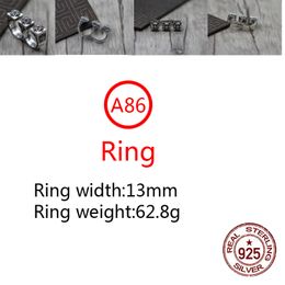 A86 S925 Sterling Silver Ring Fashion Retro Personality Aggressive Cross Willow Nail Hip Hop Letter Net Red Versatile Punk Style Jewelry Gift for Lovers