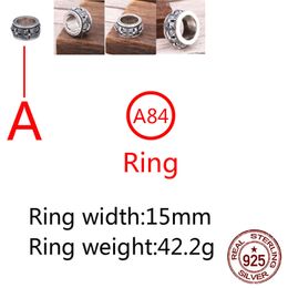 A84 S925 Sterling Silver Ring Fashion Retro Personality Aggressive Cross Flower Boat Anchor Hip Hop Letter Net Red Versatile Punk Style Jewelry Gift for Lovers