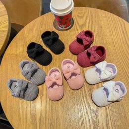 First Walkers Baby Socks Shoes Born Warmth Boys Soft Rubber Solid Color Bowknot Sneakers Toddler Girls Step