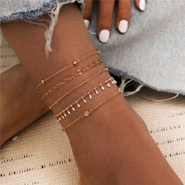 Anklets TOBILO Bohemia Gold Colour Chain For Women Foot Accessories Summer Beads Beach Barefoot Sandals Bracelet Ankle Jewellery