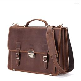 Briefcases Business Cowhide Men Luxury Briefcase Genuine Leather Casual Laptop Handbags High Quality Leisure Single Shoulder Messenger Bag