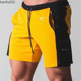 Men's Shorts Summer Running Jogging Shorts Men Letter Print Elastic Waist Gym Fitness Shorts Zip pocket Training Casual Trend Shorts Male W0327