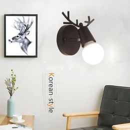 Wall Lamps Macaron Lamp Living Room Bedroom Modern Personality Wrought Iron TV Background Decor Antler Bedside LED Light