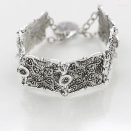 Bangle Vintage Bohe Wide Silver Plated Square Chain Linked Adjustable Bracelets & Bangles For Women