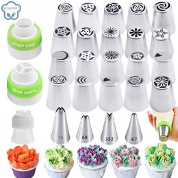 Baking Moulds 26 Styles Russian Tulip Icing Piping Nozzles Stainless Steel Leaf Flower Cream Pastry Tip Kitchen Cupcake Cake Decorating Tools 230327