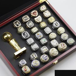 Solitaire Ring 1967 To 2021 Basketball City Team Champions Championship Set With Wooden Box Souvenir Men Women Boy Fan Brithday Gift Dh4Pn