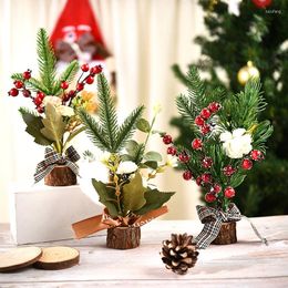 Decorative Flowers Home Decoration 27cm Artificial Plants Tree Leaves Desktop Potted Bedroom Decor Wedding Mini Christmas Ornaments