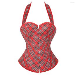 Bustiers & Corsets Checkered Sexy Lace Straps Boned Overbust Corsetto Bridal Renaissance Body Shaper Halter Women Clubwear Party