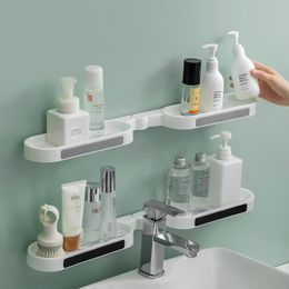 Bathroom Shelves Punch free Revolving Rack Wall mounted Toilet Washstand Kitchen Wall Storage 230327