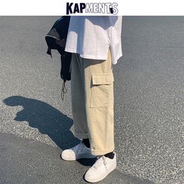 Men's Pants KAPMENTS Vintage Men Corduroy Pocket Baggy Cargo Pants Joggers Mens Japanese Streetwear Wide Leg Pants Male Korean Trousers 230327