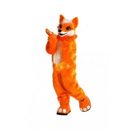 Colourful Long Fur Furry Fox Wolf Husky Dog Fursuit Mascot Adult Cartoon Character Outfit Halloween Party Birthday Gifts