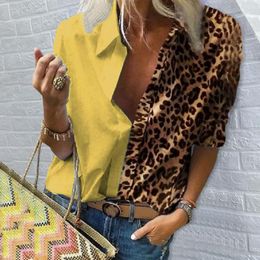 Women's Blouses Amazing Fashion Shirt Designed Sense Lightweight Shrink Resistant Spring Autumn Leopard Patchwork Colour Casual