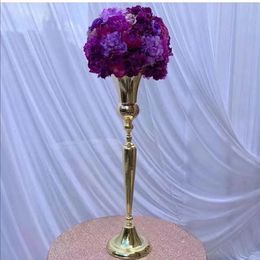 Wholesale 60cm/80cm/90cm/110cm)Big size Wedding Centrepiece decoration mariage Bridge large gold metal flower stand imake30