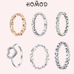 Band Rings Homod Fashion Bestseller Knotted Hearts Women's Ring Rose gold color Zircon Heart Female Dating Ring Luxury Glamour Jewelry G230327