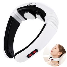 Massaging Neck Pillowws Electric Pulse Back and Neck Massager Far Infrared Heating Pain Relief Health Care Relaxation Tool Intelligent Cervical Massager 230327