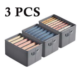 Storage Boxes Bins 3pcs Clothes Jeans Storage Organizer Cabinet Drawers Separator For Bedroom Drawer Storage Box Wardrobe Organizer Socks Underwear P230324