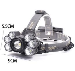 Super Birght T6 Headlamp flashlight 7 led Waterproof Rechargeable Head Torch Lights with 18650 battery Outdoor camping Lantern Lamp Powerful 5 mode Headlight