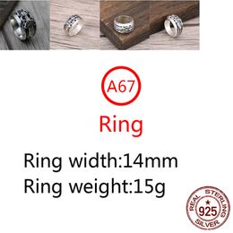 A67 S925 Sterling Silver Ring Fashion Retro Personality Sacred Sword Hip Hop Letter Net Red Versatile Punk Style Jewelry Gift for Lovers