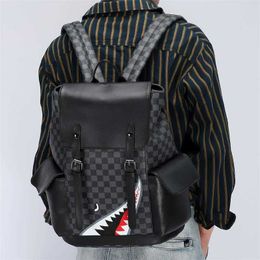 2022 Autumn and Winter Fashion Personality Print Large Capacity Backpack Men's Cover Bucket Bag Schoolbag Women