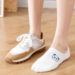 Women Socks White Animal Trend Cartoon Cute Head Print Japanese Style Ankle Breathable Cotton Low Cut Invisible Sox