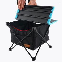 Camp Furniture 2 In 1 Aluminium Alloy Outdoor Folding Camping Table Portable Waterproof Storage Bag Hanging Pocket Basket BBQ