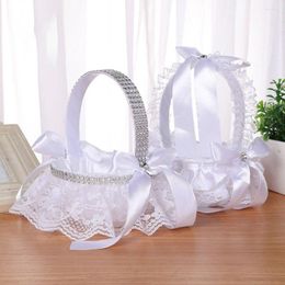 Gift Wrap White Wedding Flower Basket Silk Girls For Decoration Bridesmaid Petal