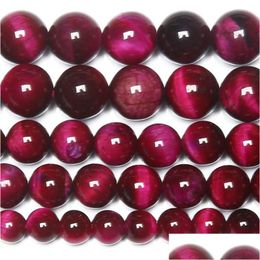 Stone 8Mm Natural Magenta Tiger Eye Agates Round Loose Beads 15 Strand 6 8 10 Mm Pick Size Drop Delivery 202 Dhwgy