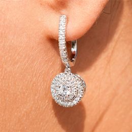 Stud Huitan Wedding Trend Earrings for Women Full Bling Cubic Zirconia Simple Elegant Lady's Accessories Classic Jewelry 230325