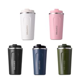 Water Bottles 380 510ml Stainless Steel Coffee Thermos Mug Portable Car Vacuum Flasks Travel Insulated Thermal Bottle With Lid 230327