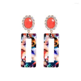 Dangle Earrings Vintage Statement Leopard Square Long For Women Ethnic Geometric Charm Crystal Acrylic Accessories