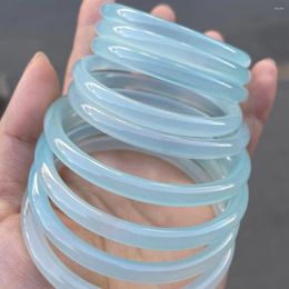 Bangle Azure Color Genuine Natural Agate Chalcedony Bangles Exquisite Jade Bracelet Quality Jewelry Accessories Lucky Holiday Gift