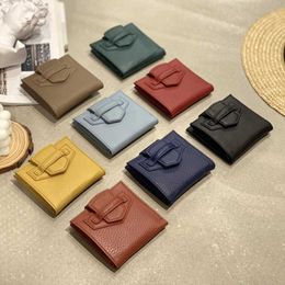 Wallets Women's bag Genuine Leather Minimalist Design Small Card Holders Luxury Designer Short Hasp Women's wallet Money Bag Woman Purse G230327