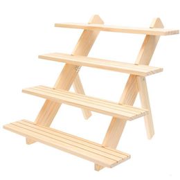 Decorative Objects Figurines 1 Ladder Display Shelf Wooden Jewelry Stand Detachable Holder 4Layer 3Layer Showing Earring Rack 230327