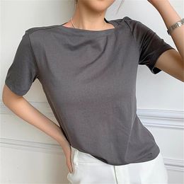 Women's T Shirts Alien Kitty Skew Collar Thin Women Tees Cotton 2023 OL Summer Fashion Short Sleeves Loose Chic T-Shirts