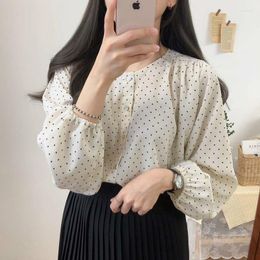 Women's Blouses Fall Design Tops Women Cute Sweet Preppy Style Girls Japan Korea Clothes Basic Wear Polka Dot Button Shirts Blouse 9310