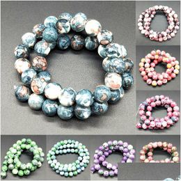 Stone 8Mm 95/60/45/35/30Pcs 4/6/8/10/12Mm Mixed Colour Rainbow Stones Round Spacer Loose Beads For Necklace Bracelet Charms Jewellery Ma Dhdkr