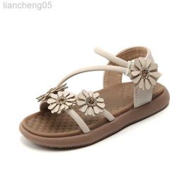 Sandals Summer Girls Sandals Fashion New Sweet Flower Roman Sandals Little Girl Shoes Kids Princess Shoes Beach Sandal W0327