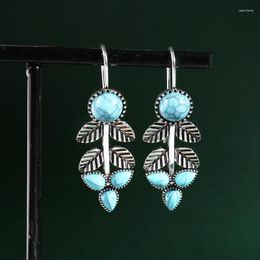 Dangle Earrings Trend Boho Water Drop Pear Blue Stone Women Earring High Quality Leave Hollow Anniversary Gift Jewellery Wholesale
