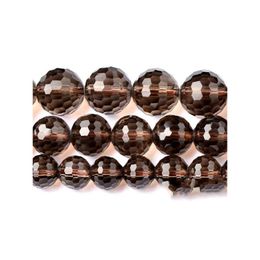 Stone 8Mm Natural Faceted Smoky Black Quartz Loose Round Beads 16 6 8 10 12Mm Pick Size Drop Delivery 202 Dhiut