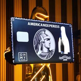 Rechargeable wine bar American Express Amex LED Bottle Presenter Champagne Glorifier Display VIP Service Tray For Lounge Bar Night club ss0327