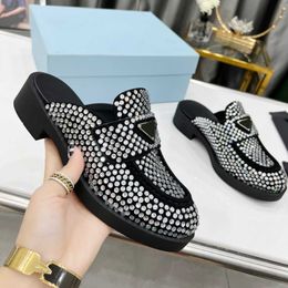 Nice Shoes New Fashion Satin Slingbacks With Crystals Sandal Metallic Lether Pumps High Heel Women Slipper Designer Flat Slide Dress Shoes Office Size 35-41
